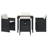 vidaXL Tuin Eettafel Set met kussen 5 pcs Zwart poly rattan