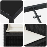vidaXL Tuin Eettafel Set met kussen 5 pcs Zwart poly rattan