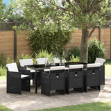 vidaXL Tuin Eettafel Set met kussen 5 pcs Zwart poly rattan