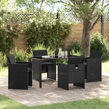vidaXL Tuin Eettafel Set met kussen 5 pcs Zwart poly rattan