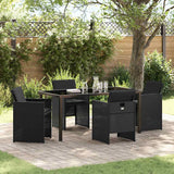 vidaXL Tuin Eettafel Set met kussen 5 pcs Zwart poly rattan