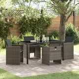 vidaXL Tuin Eettafel Set met kussen 5 pcs Zwart poly rattan