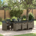 vidaXL Tuin Eettafel Set met kussen 5 pcs Zwart poly rattan