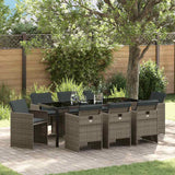 vidaXL Tuin Eettafel Set met kussen 5 pcs Zwart poly rattan