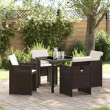 vidaXL Tuin Eettafel Set met kussen 5 pcs Zwart poly rattan