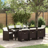 vidaXL Tuin Eettafel Set met kussen 5 pcs Zwart poly rattan