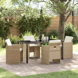 vidaXL Tuin Eettafel Set met kussen 5 pcs Zwart poly rattan