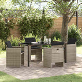 vidaXL Tuin Eettafel Set met kussen 5 pcs Zwart poly rattan