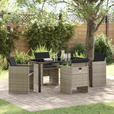 vidaXL Tuin Eettafel Set met kussen 5 pcs Zwart poly rattan