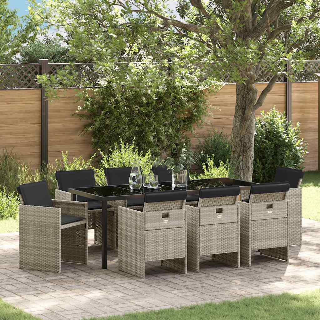 vidaXL Tuin Eettafel Set met kussen 5 pcs Zwart poly rattan