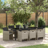 vidaXL Tuin Eettafel Set met kussen 5 pcs Zwart poly rattan