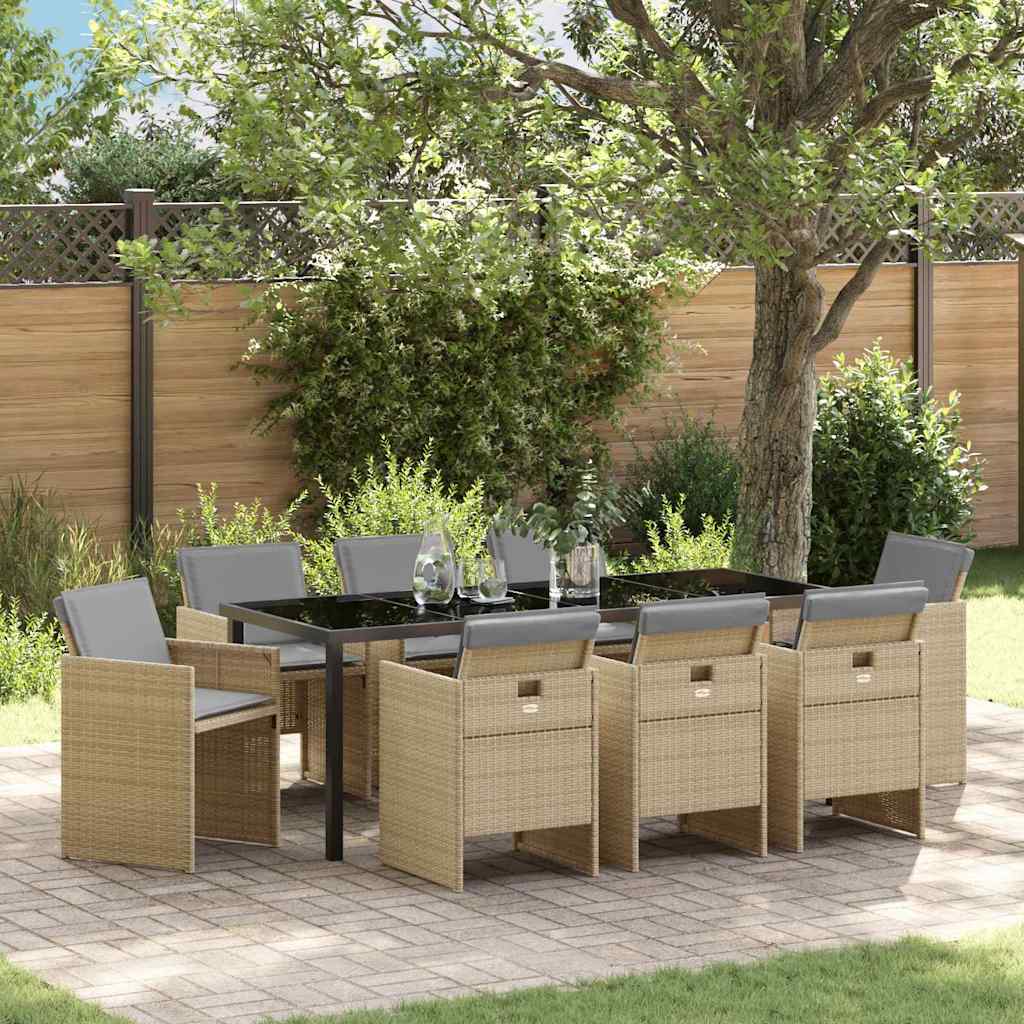 vidaXL Tuin Eettafel Set met kussen 5 pcs Zwart poly rattan