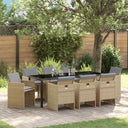 vidaXL Tuin Eettafel Set met kussen 5 pcs Zwart poly rattan