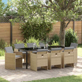 vidaXL Tuin Eettafel Set met kussen 5 pcs Zwart poly rattan