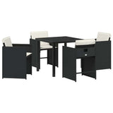vidaXL Garden Dining Set with cushions 5 pcs Black poly rattan