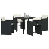 vidaXL Garden Dining Set with cushions 5 pcs Black poly rattan