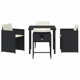 vidaXL Garden Dining Set with cushions 5 pcs Black poly rattan