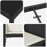 vidaXL Garden Dining Set with cushions 5 pcs Black poly rattan
