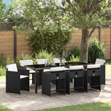 vidaXL Garden Dining Set with cushions 5 pcs Black poly rattan