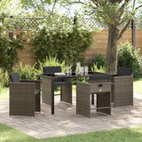 vidaXL Garden Dining Set with cushions 5 pcs Black poly rattan