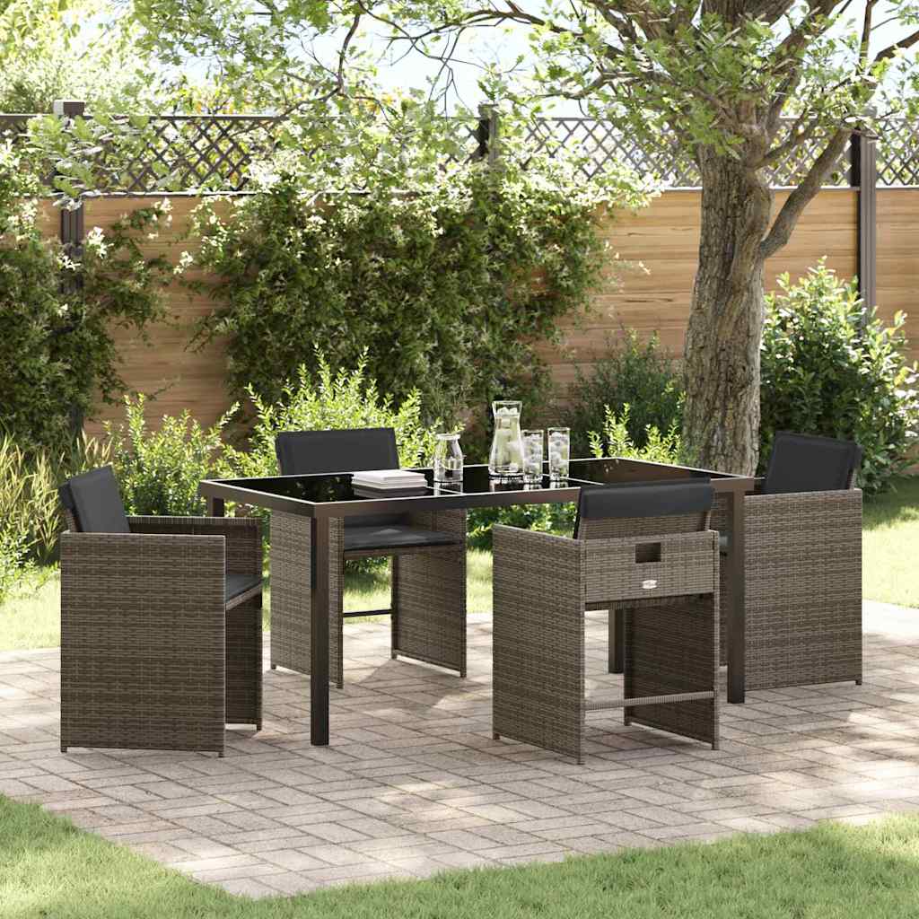 vidaXL Garden Dining Set with cushions 5 pcs Black poly rattan