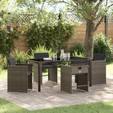 vidaXL Garden Dining Set with cushions 5 pcs Black poly rattan