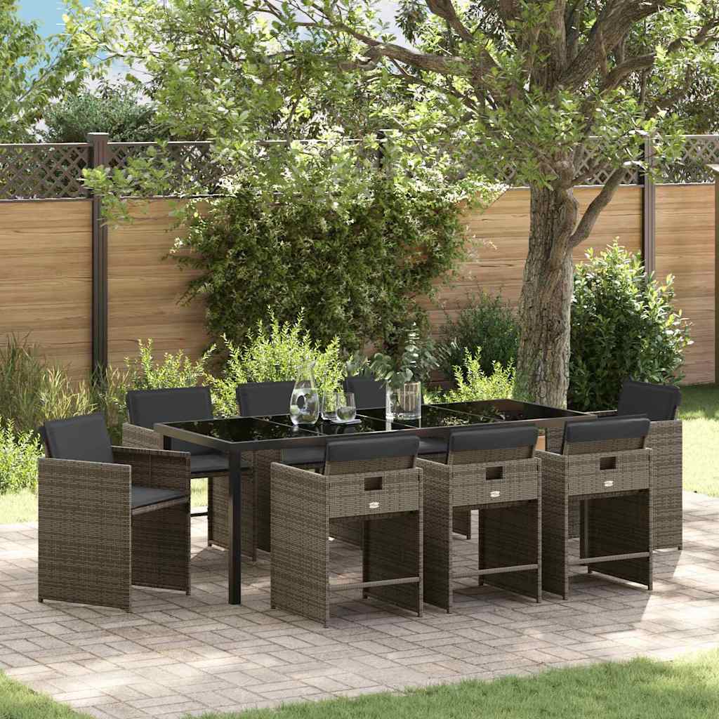 vidaXL Garden Dining Set with cushions 5 pcs Black poly rattan