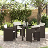 vidaXL Garden Dining Set with cushions 5 pcs Black poly rattan