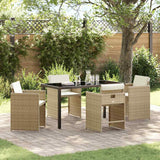vidaXL Garden Dining Set with cushions 5 pcs Black poly rattan