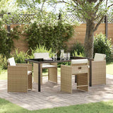 vidaXL Garden Dining Set with cushions 5 pcs Black poly rattan