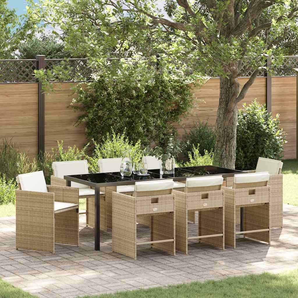vidaXL Garden Dining Set with cushions 5 pcs Black poly rattan