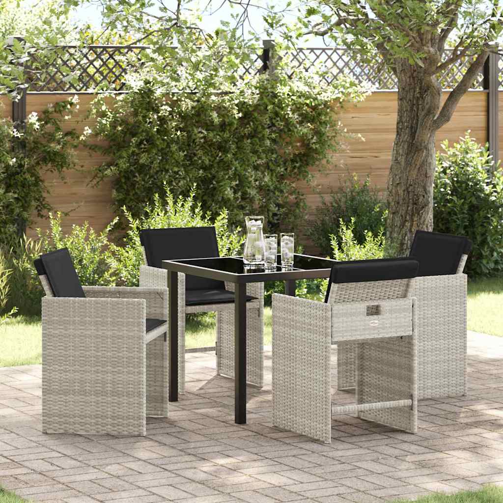 vidaXL Garden Dining Set with cushions 5 pcs Black poly rattan