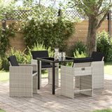 vidaXL Garden Dining Set with cushions 5 pcs Black poly rattan