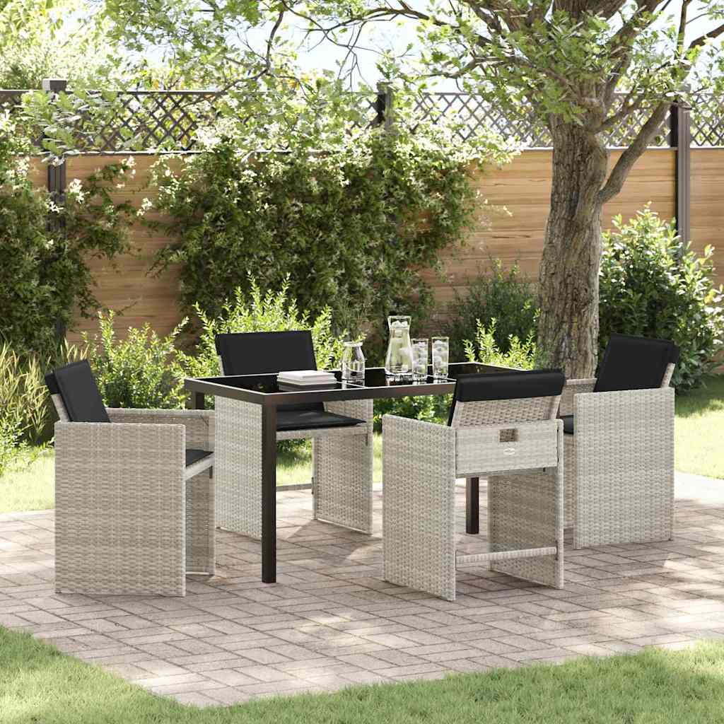 vidaXL Garden Dining Set with cushions 5 pcs Black poly rattan