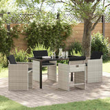 vidaXL Garden Dining Set with cushions 5 pcs Black poly rattan
