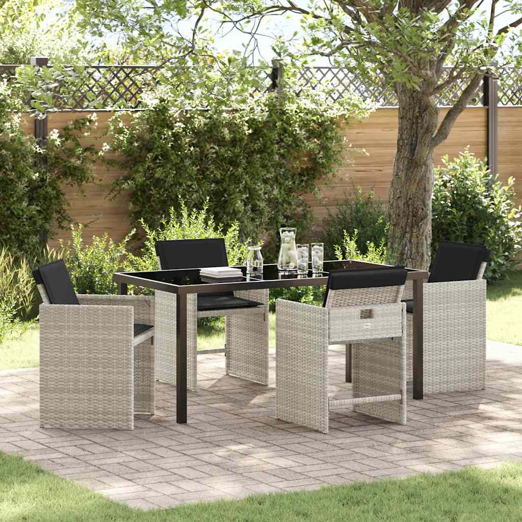 vidaXL Garden Dining Set with cushions 5 pcs Black poly rattan