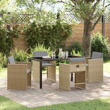 vidaXL Garden Dining Set with cushions 5 pcs Black poly rattan