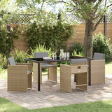 vidaXL Garden Dining Set with cushions 5 pcs Black poly rattan