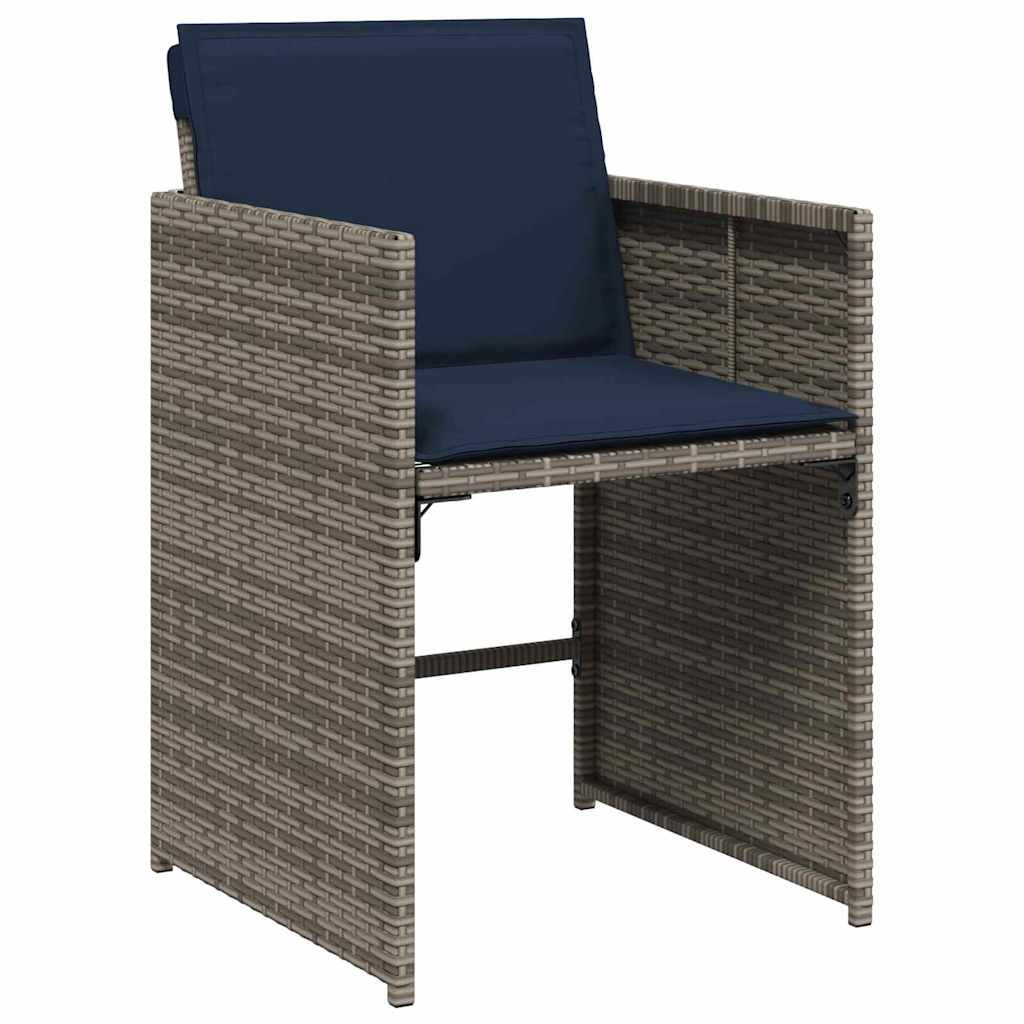 vidaXL Tuin Eettafel Set met kussen 5 pcs Grijs poly rattan