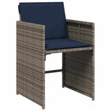 vidaXL Tuin Eettafel Set met kussen 5 pcs Grijs poly rattan