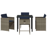 vidaXL Tuin Eettafel Set met kussen 5 pcs Grijs poly rattan