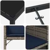 vidaXL Tuin Eettafel Set met kussen 5 pcs Grijs poly rattan
