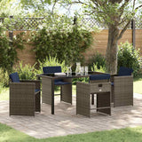vidaXL Tuin Eettafel Set met kussen 5 pcs Grijs poly rattan