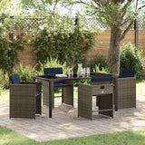 vidaXL Tuin Eettafel Set met kussen 5 pcs Grijs poly rattan