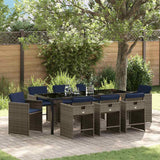 vidaXL Tuin Eettafel Set met kussen 5 pcs Grijs poly rattan