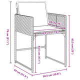 vidaXL Tuin Eettafel Set met kussen 5 pcs Zwart poly rattan
