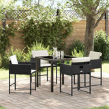 vidaXL Tuin Eettafel Set met kussen 5 pcs Zwart poly rattan