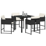 vidaXL Tuin Eettafel Set met kussen 5 pcs Zwart poly rattan
