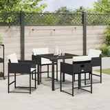vidaXL Tuin Eettafel Set met kussen 5 pcs Zwart poly rattan