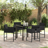 vidaXL Tuin Eettafel Set met kussen 5 pcs Zwart poly rattan